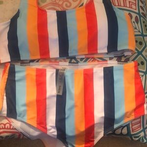 It is a two piece bathing suit, actual size, highly recommended